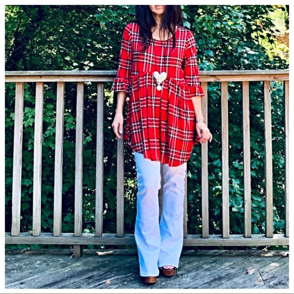 ✨LAST ONE✨Red plaid tunic top - Picture 3 of 8